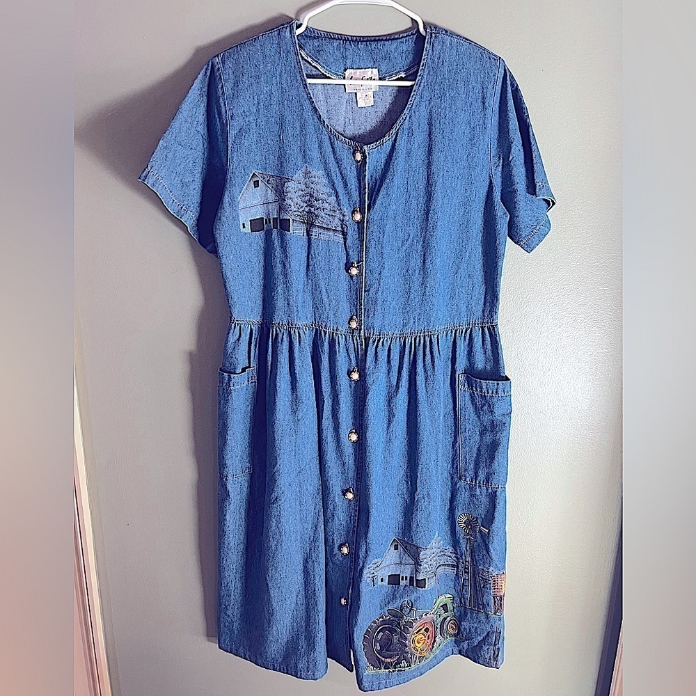 Vintage La Fete women's denim ankle length dress size large